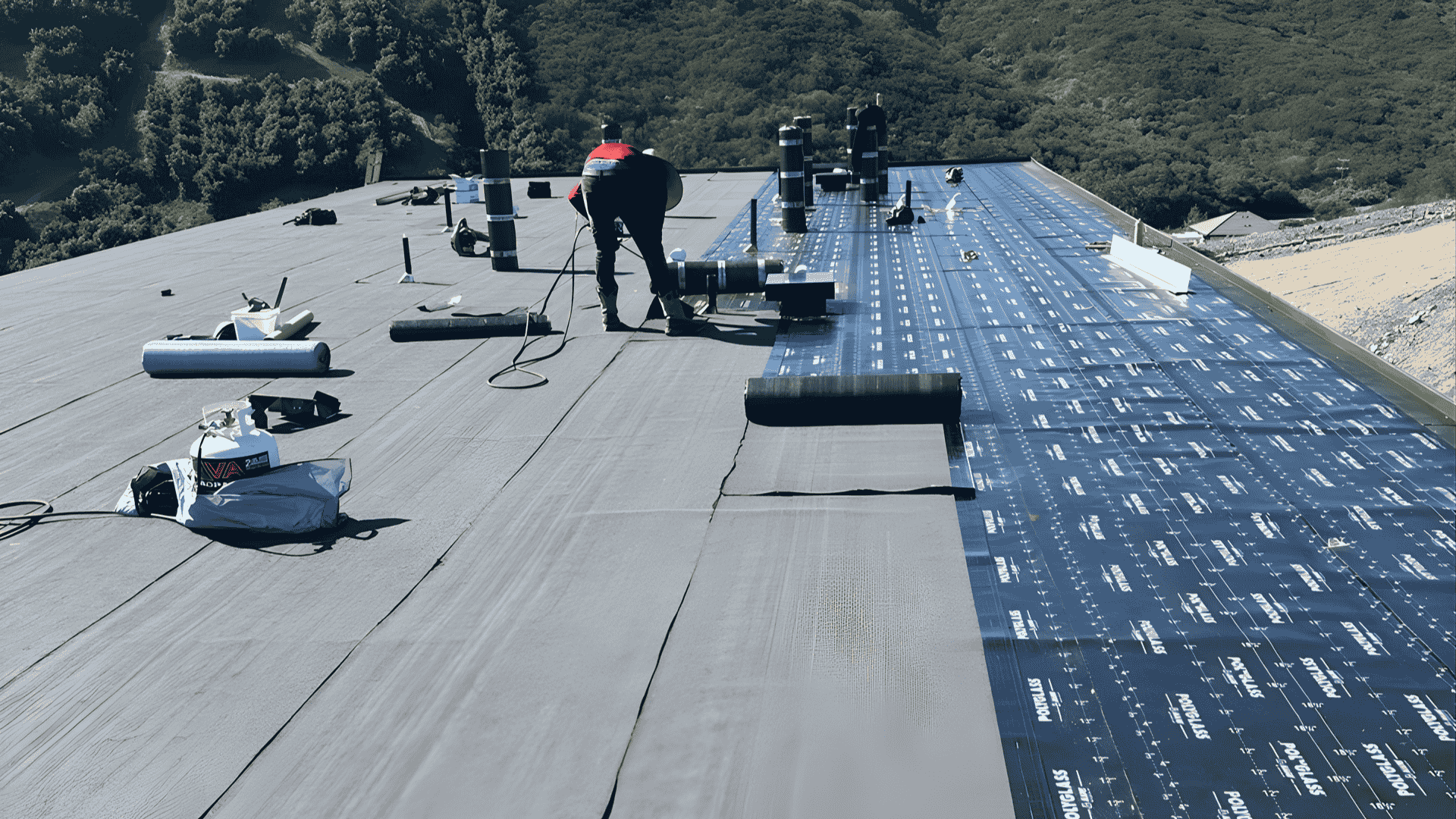 Commercial flat roofing installation performed by Right Way Roofing OC in Orange County California