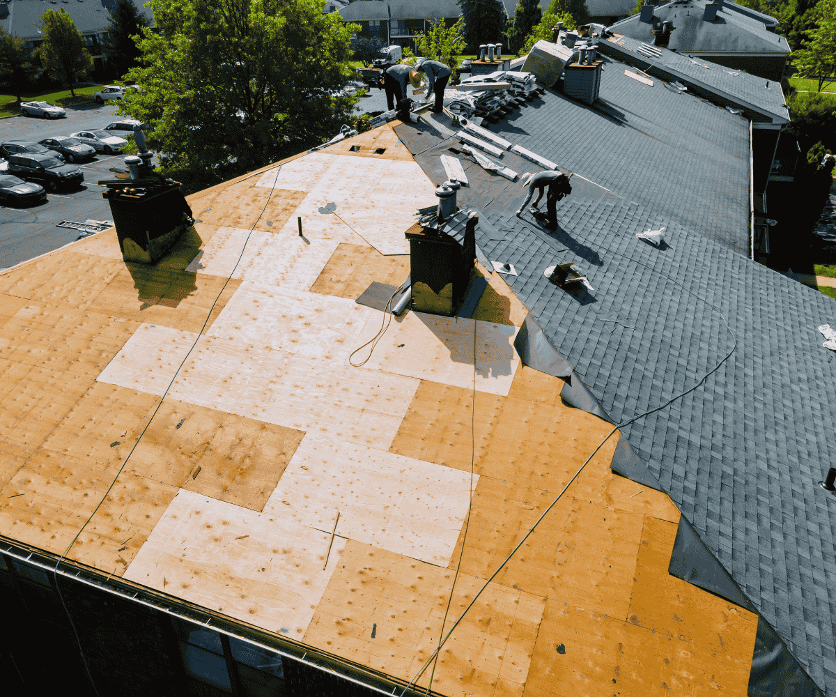 Roofing installation process showing tear off and replacement by Right Way Roofing OC in Orange County